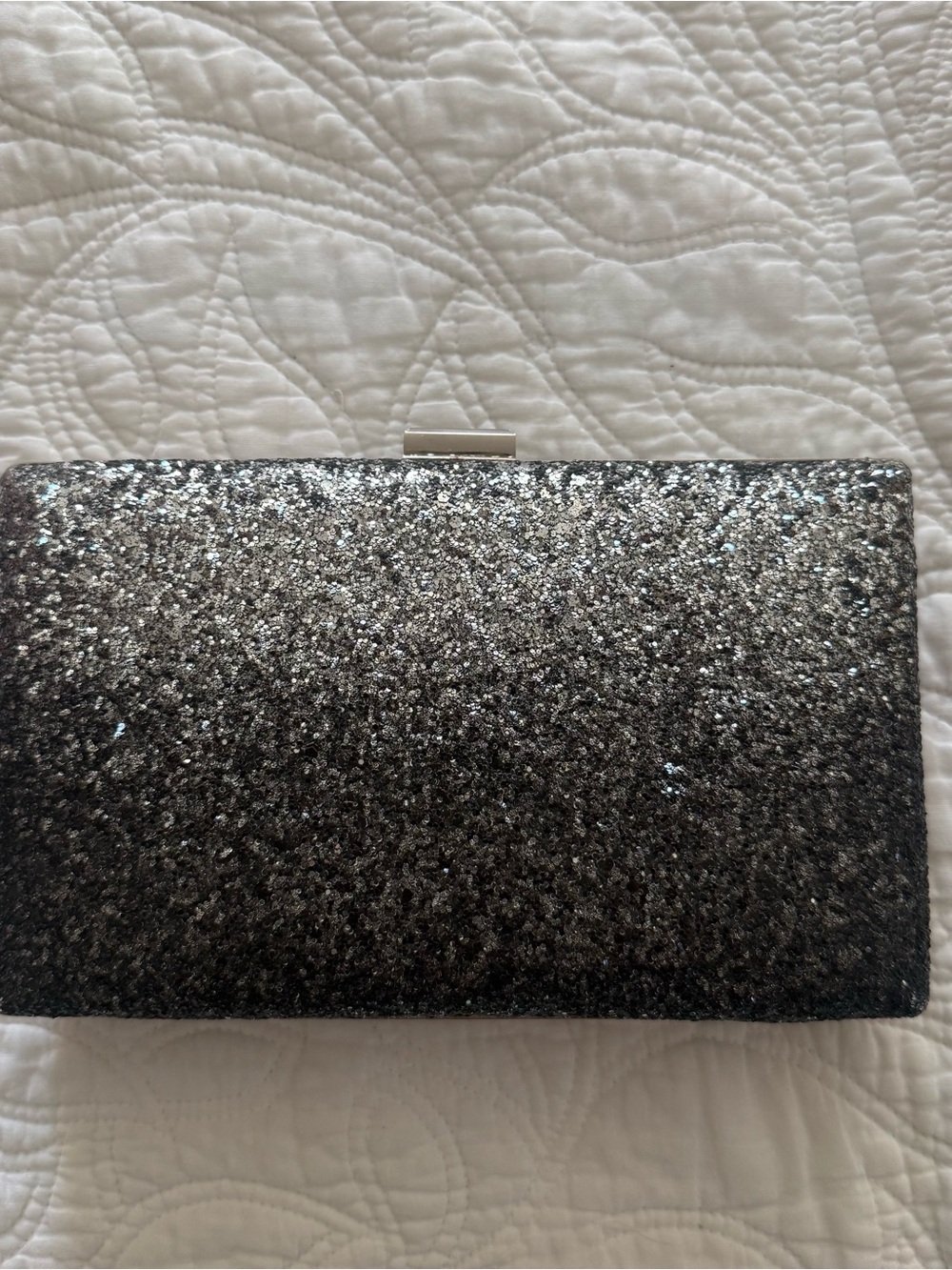 Sondra Roberts Glitter Evening Clutch Bag - Silver Sparkle